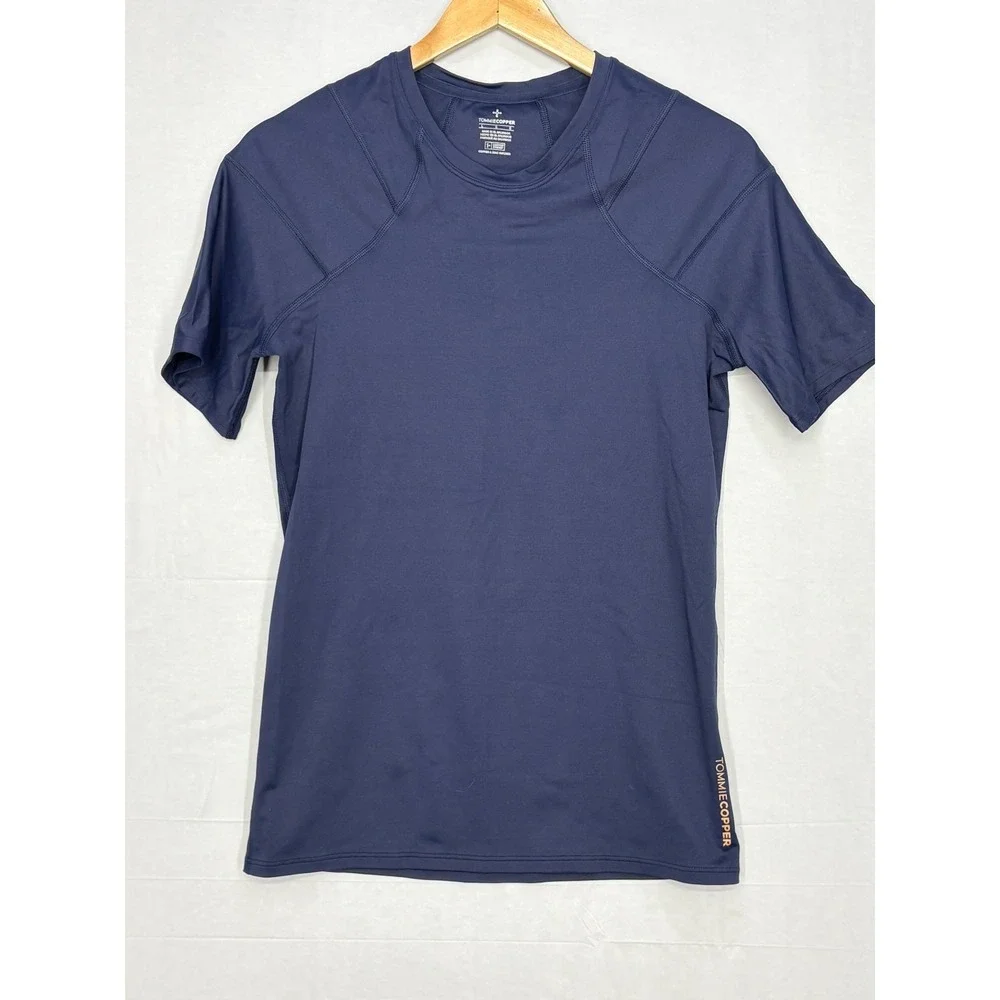 Tommie Copper Training Shirt Mens Blue Shoulder‎ Centric Support Short Sleeve L